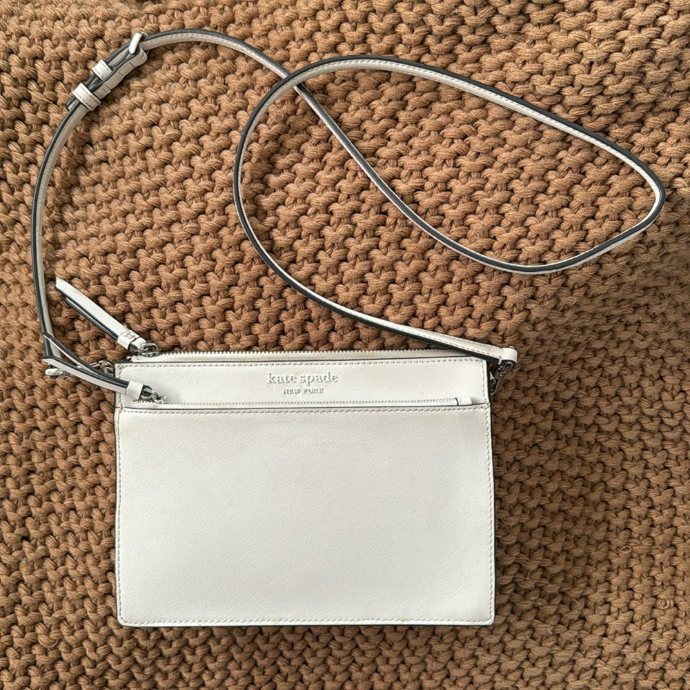 Kate Spade White Crossbody Bag Minimalist Design